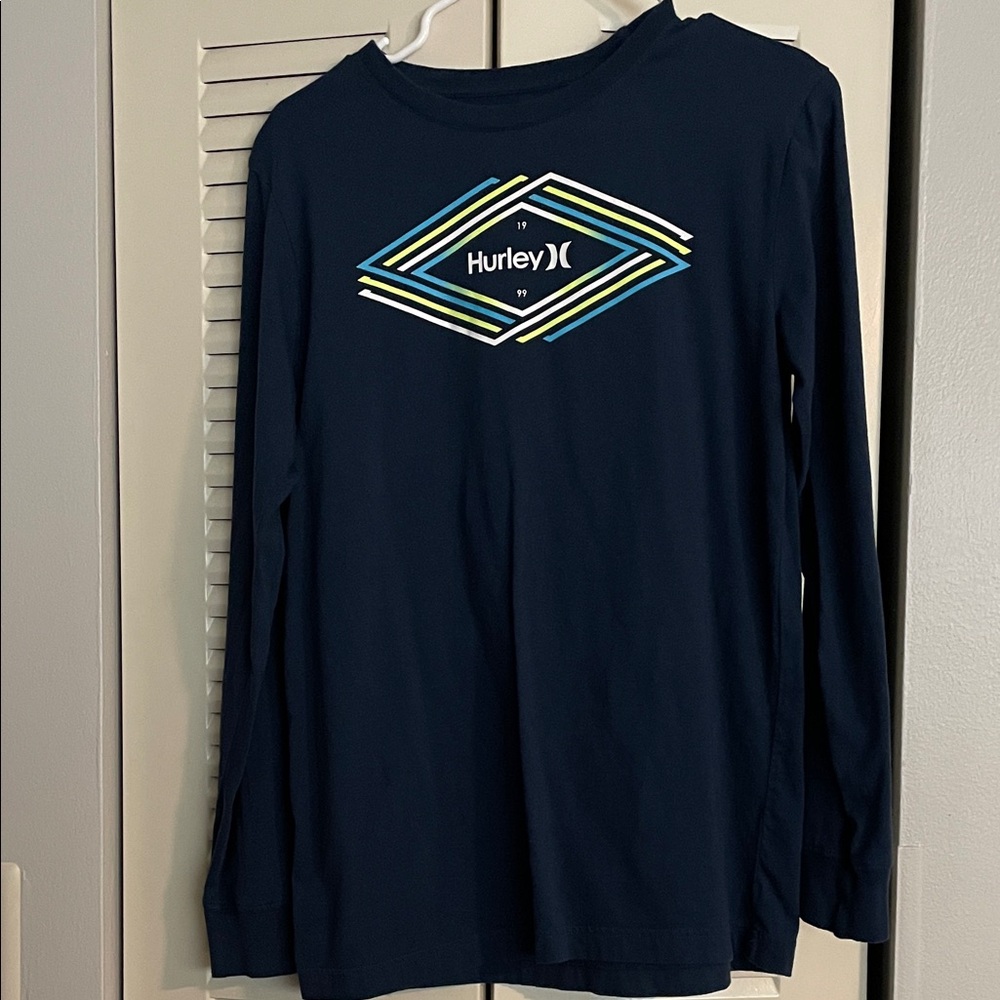 Boys Hurley Dark Blue Graphic Long Sleeve Tee size XL